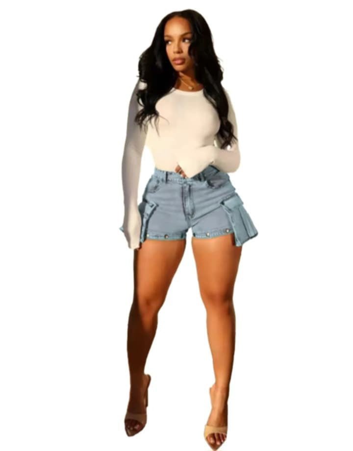 Cargo Denim Short Pants - Missy's Diamond Boutique