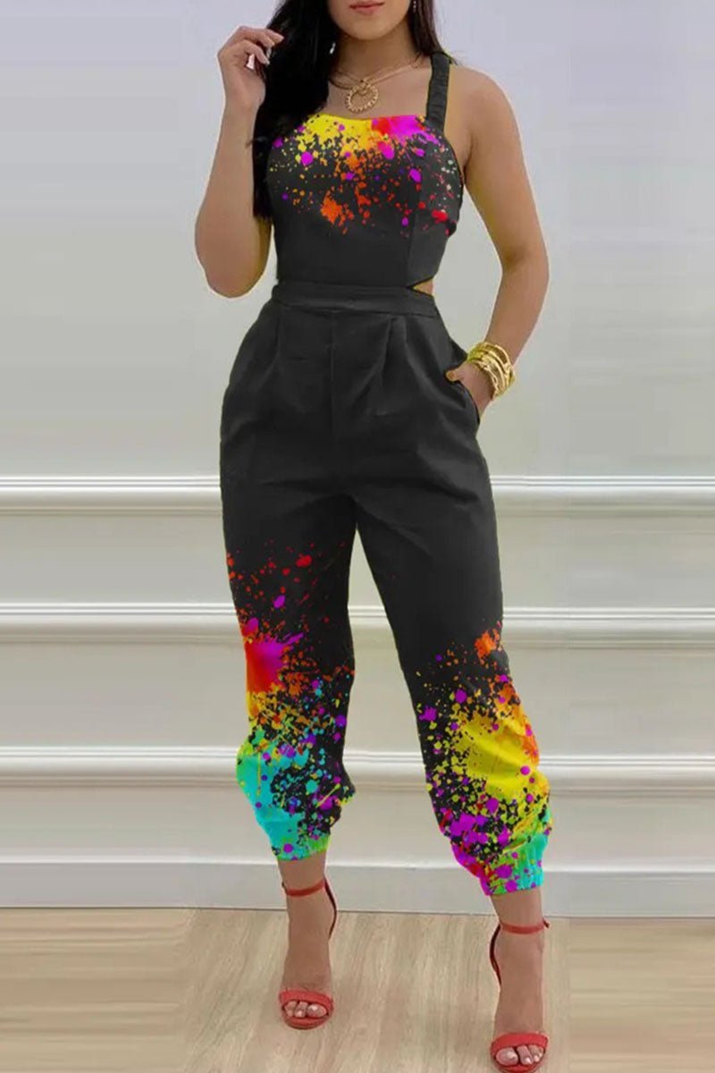 Black Color Splash Jumpsuit - Missy's Diamond Boutique