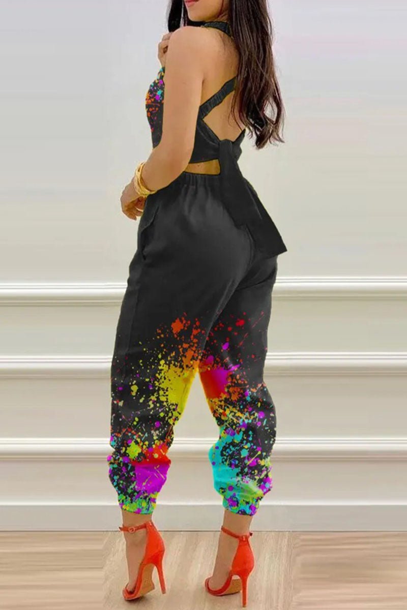 Black Color Splash Jumpsuit - Missy's Diamond Boutique