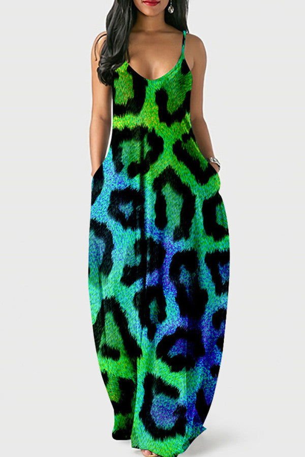 Blue/Green Leopard Print Sundress - Missy's Diamond Boutique