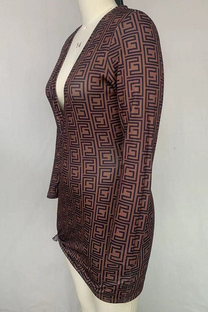 Brown V - Neck Thick Gurlz Dress - Missy's Diamond Boutique