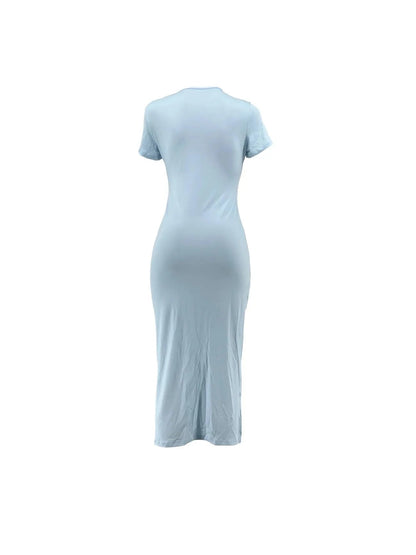 Casual Blue Fitted Scrunch Dress - Missy's Diamond Boutique