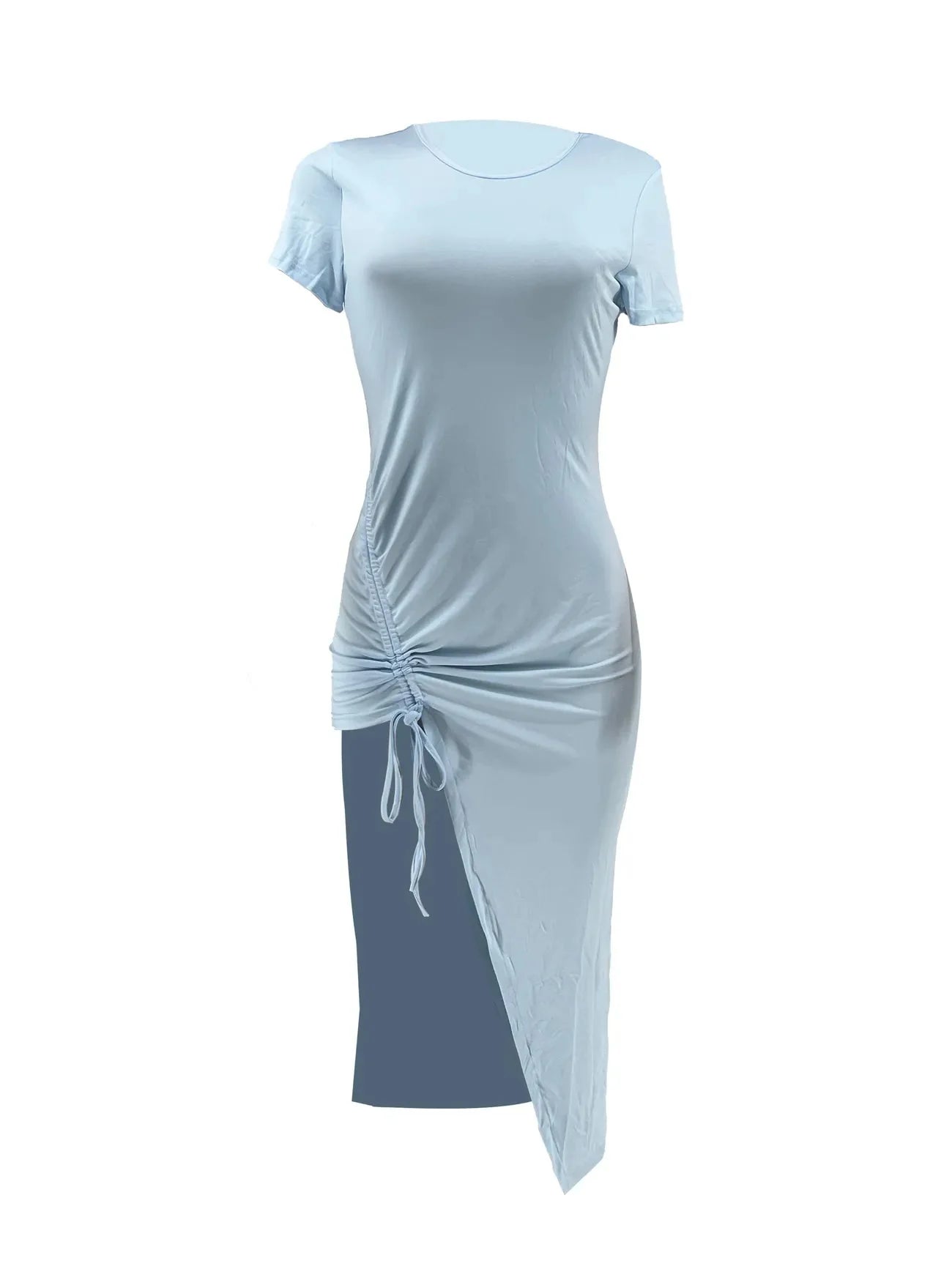 Casual Blue Fitted Scrunch Dress - Missy's Diamond Boutique