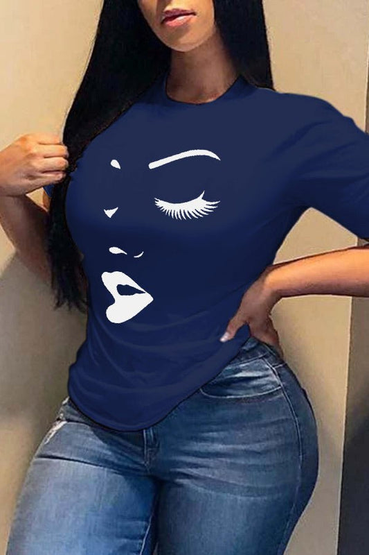 Casual Face Print Tees - Missy's Diamond Boutique