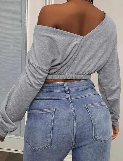 Casual Long Sleeve Crop Top - Missy's Diamond Boutique