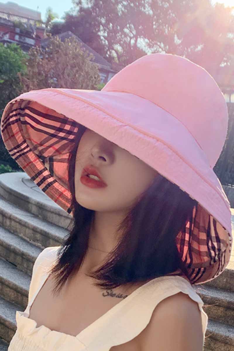 Casual Plaid Print Reversible Hats - Missy's Diamond Boutique