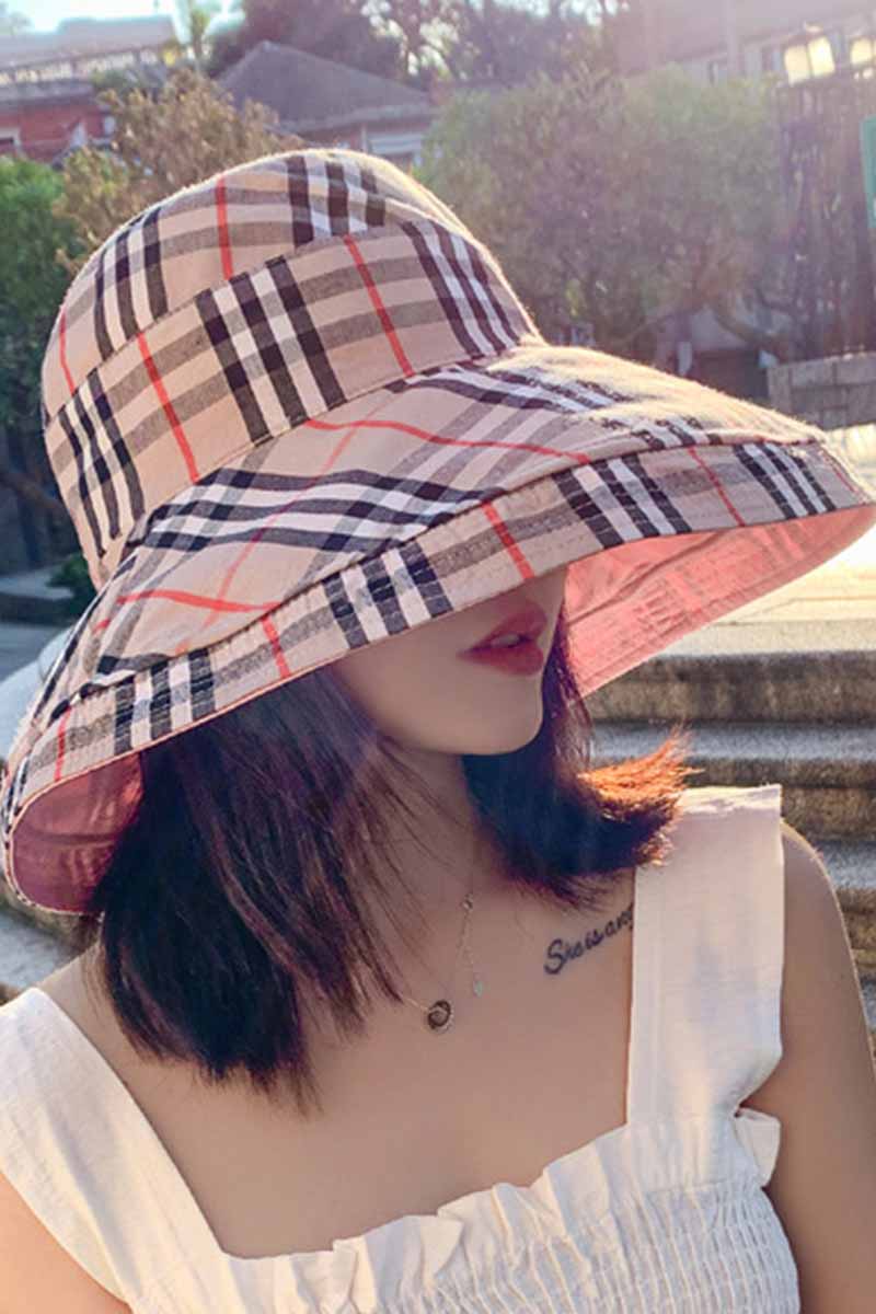 Casual Plaid Print Reversible Hats - Missy's Diamond Boutique