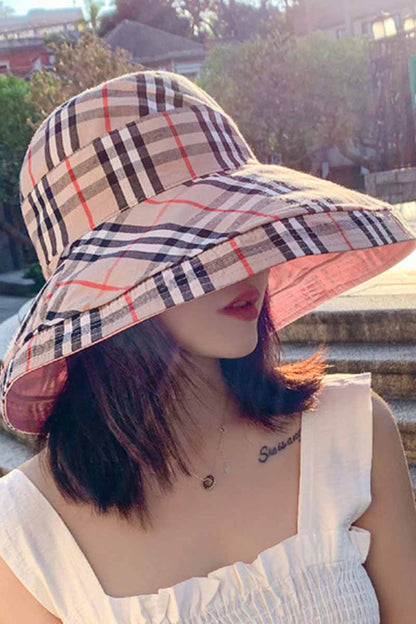 Casual Plaid Print Reversible Hats - Missy's Diamond Boutique