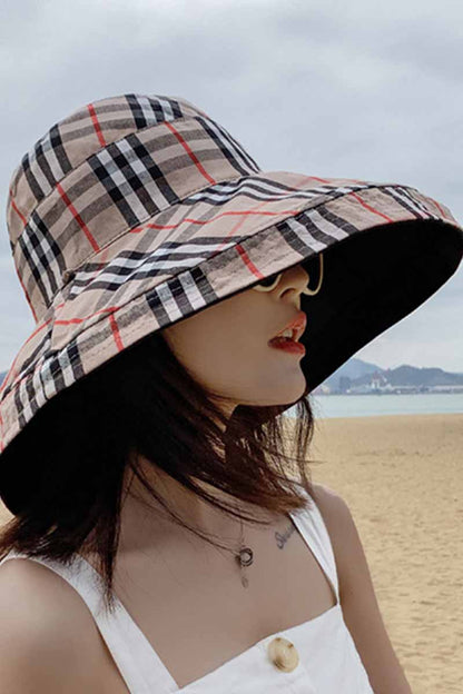 Casual Plaid Print Reversible Hats - Missy's Diamond Boutique