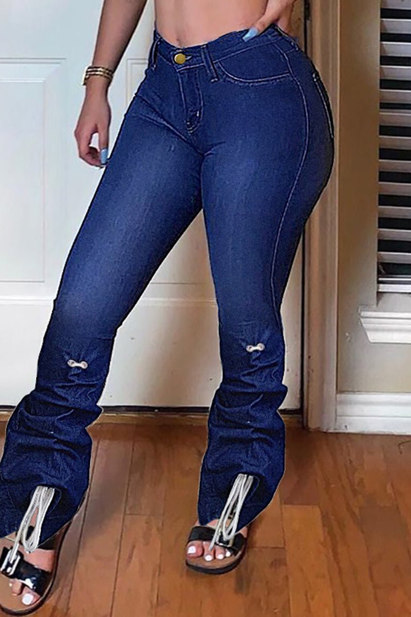 Denim High Waist Scrunch Pants - Missy's Diamond Boutique