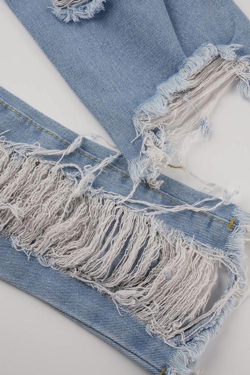 Double Sided Ripped Jeans - Missy's Diamond Boutique