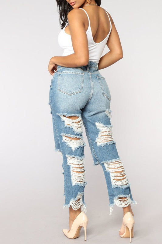 Double Sided Ripped Jeans - Missy's Diamond Boutique