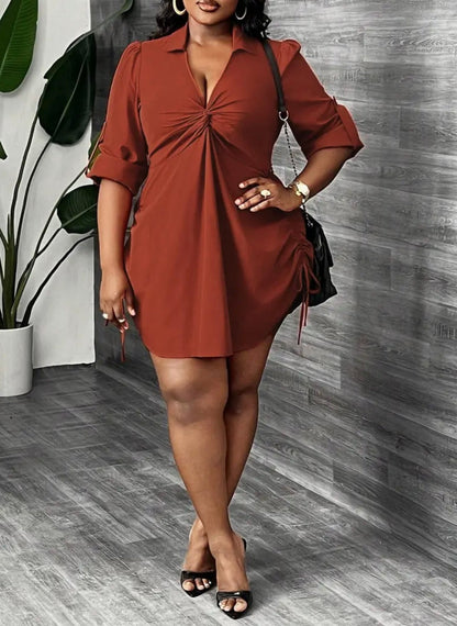 Elegant V - Neck Mini Dress - Missy's Diamond Boutique