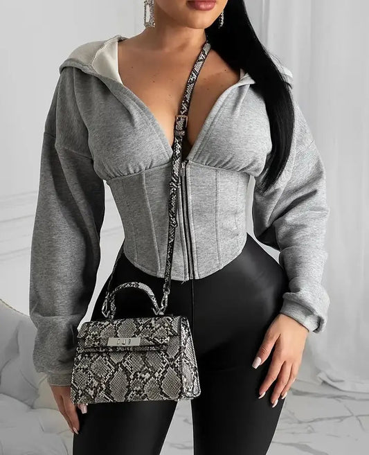 Gray Hooded Shirt Jacket - Missy's Diamond Boutique