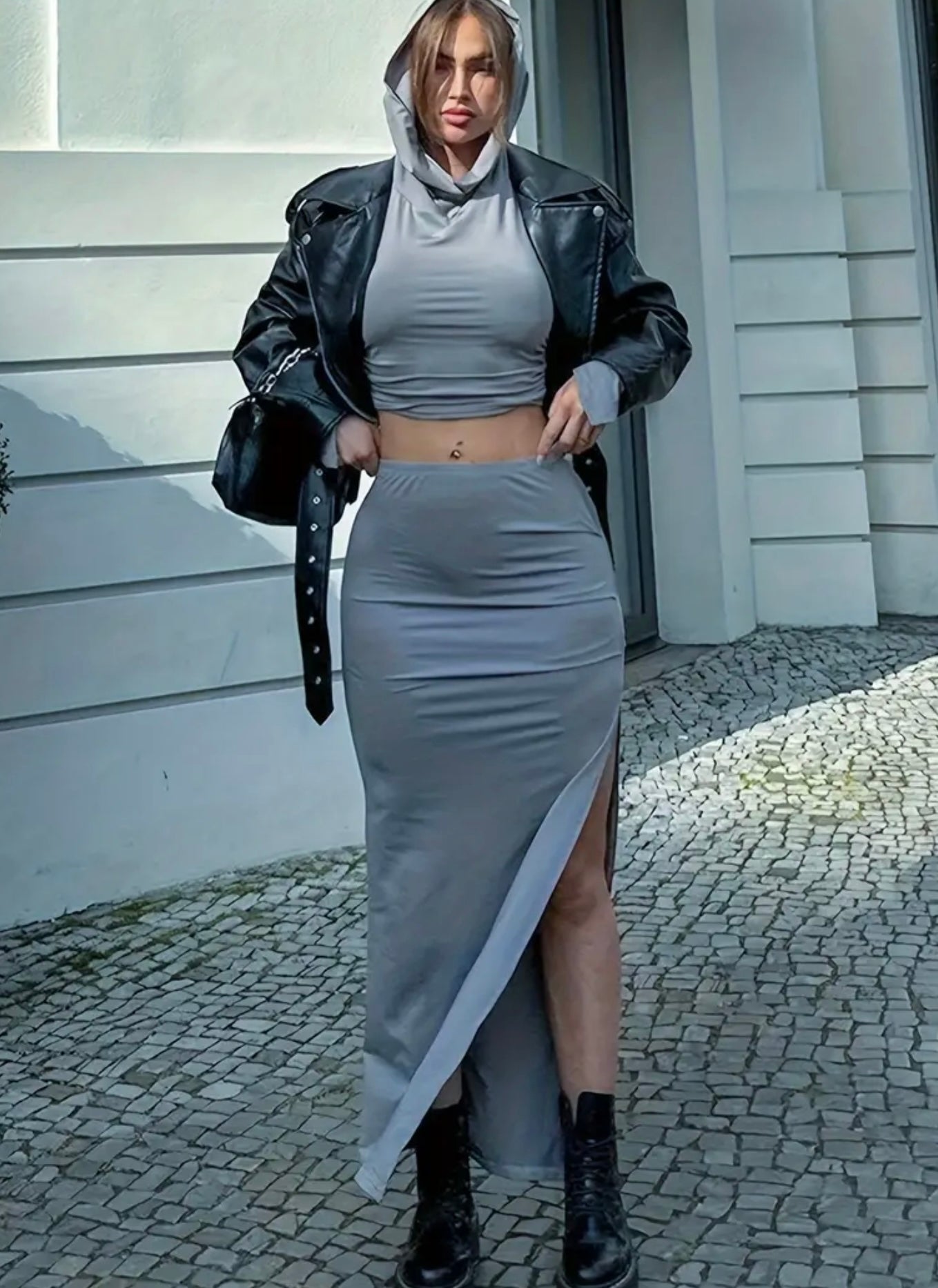 Hooded & Backless Skirt Set - Missy's Diamond Boutique