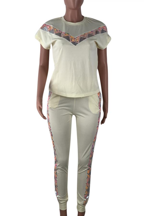 Light Yellow Printed Pants Set - Missy's Diamond Boutique