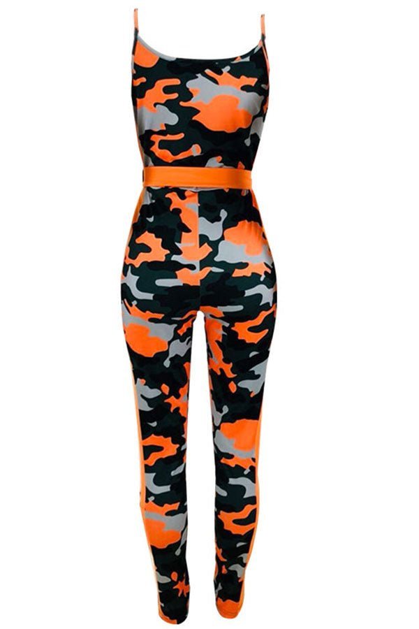 Orange Camouflage Jumpsuit - Missy's Diamond Boutique