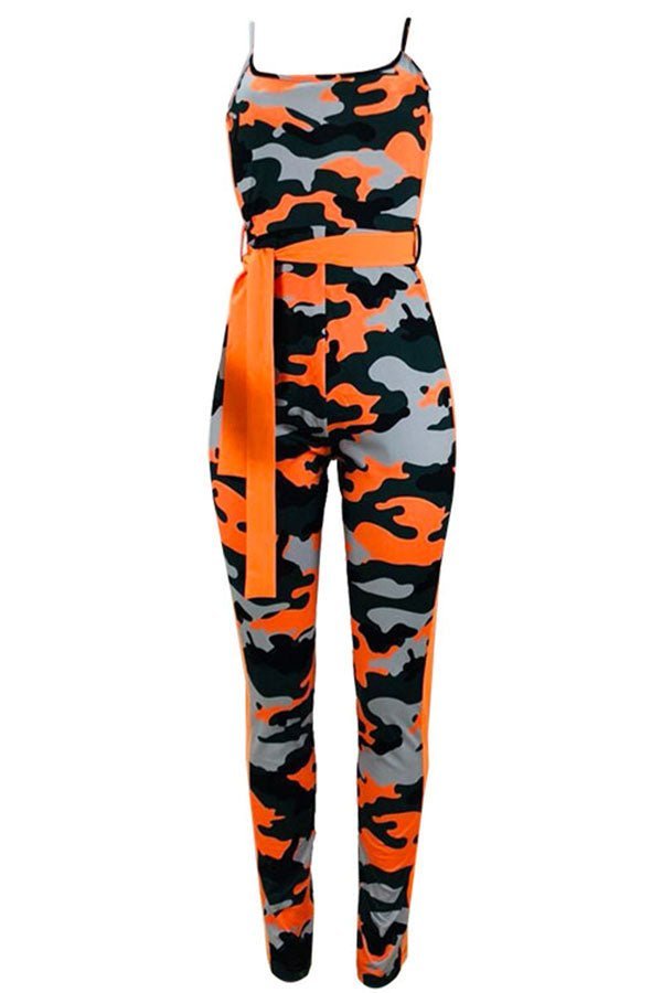 Orange Camouflage Jumpsuit - Missy's Diamond Boutique