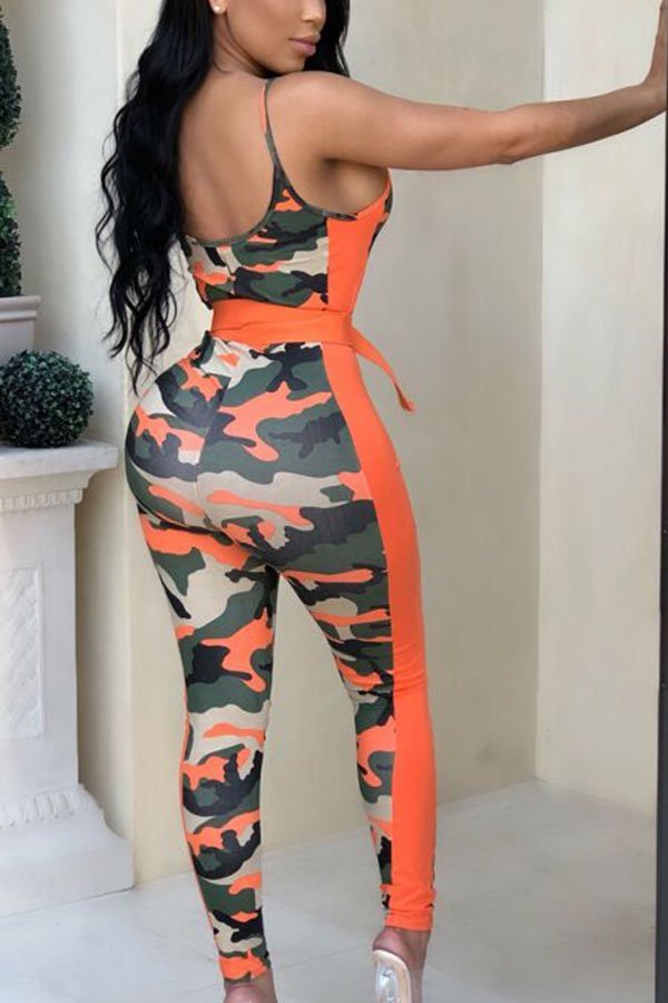 Orange Camouflage Jumpsuit - Missy's Diamond Boutique