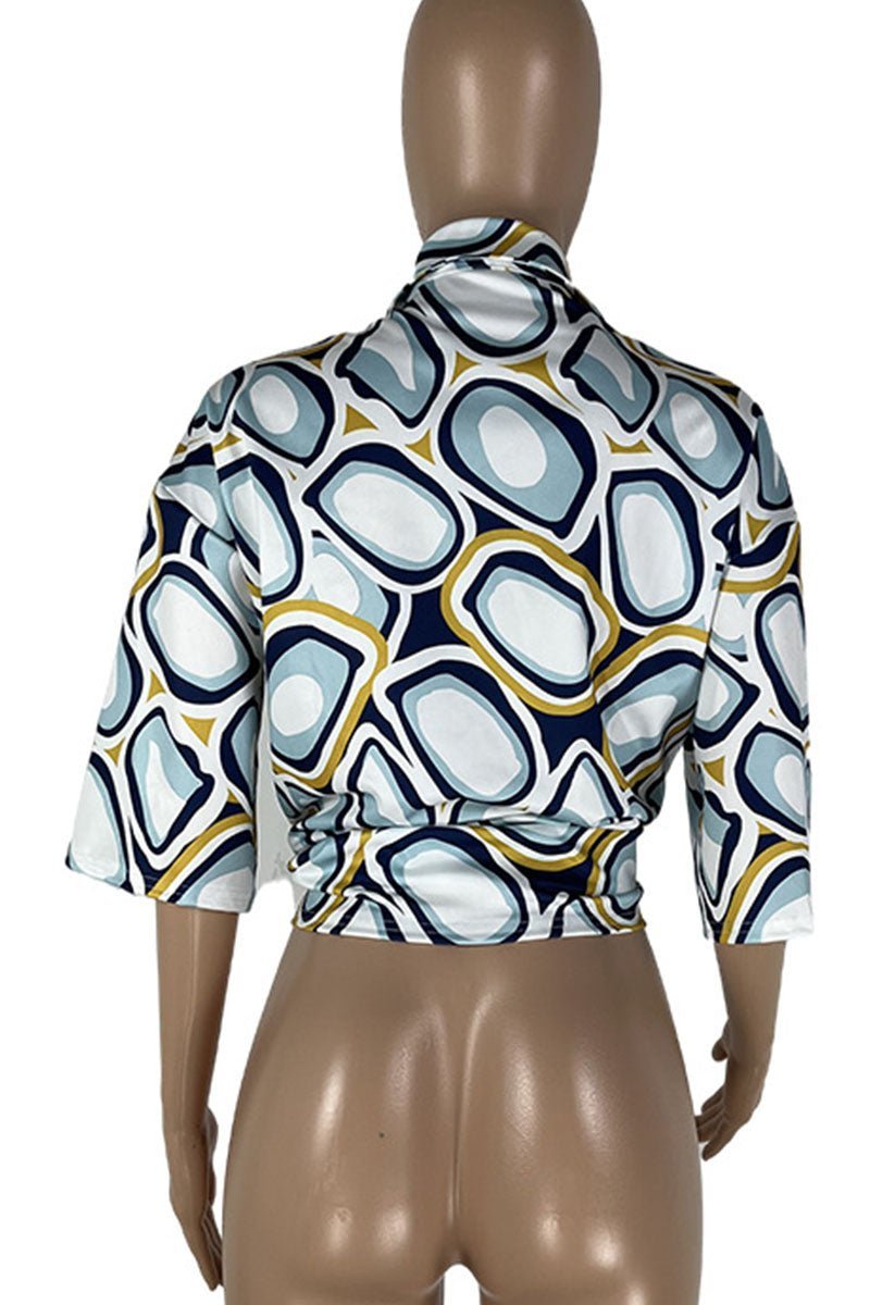 Oversized Print Button Down Blouse - Missy's Diamond Boutique