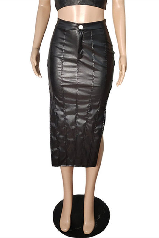 Sexy Black Leather Skirt - Missy's Diamond Boutique
