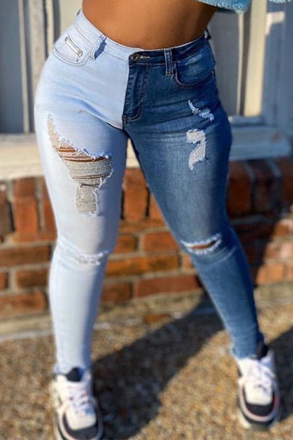 Split 2 Tone Jeans - Missy's Diamond Boutique