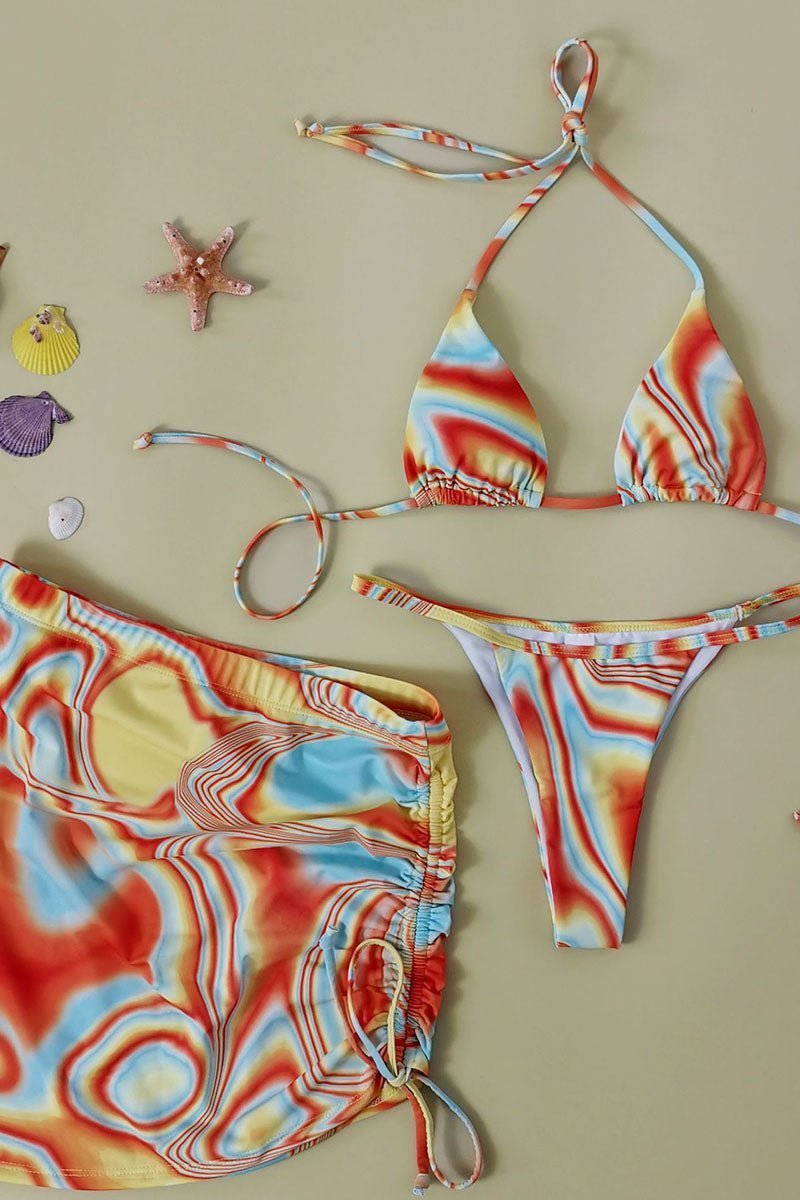 Tie - Dye Swirl 3pc Bikini Set - Missy's Diamond Boutique