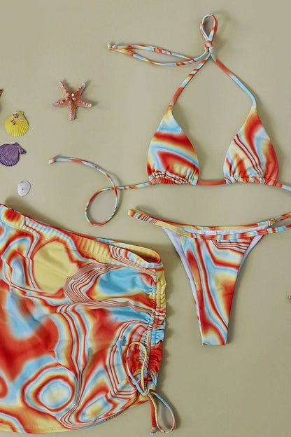 Tie - Dye Swirl 3pc Bikini Set - Missy's Diamond Boutique