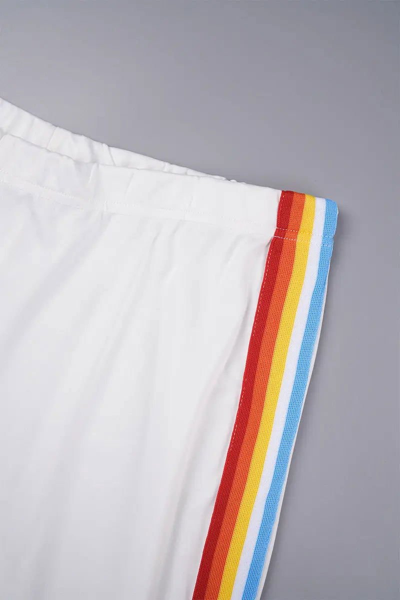 White Rainbow Stripe Pants Set - Missy's Diamond Boutique
