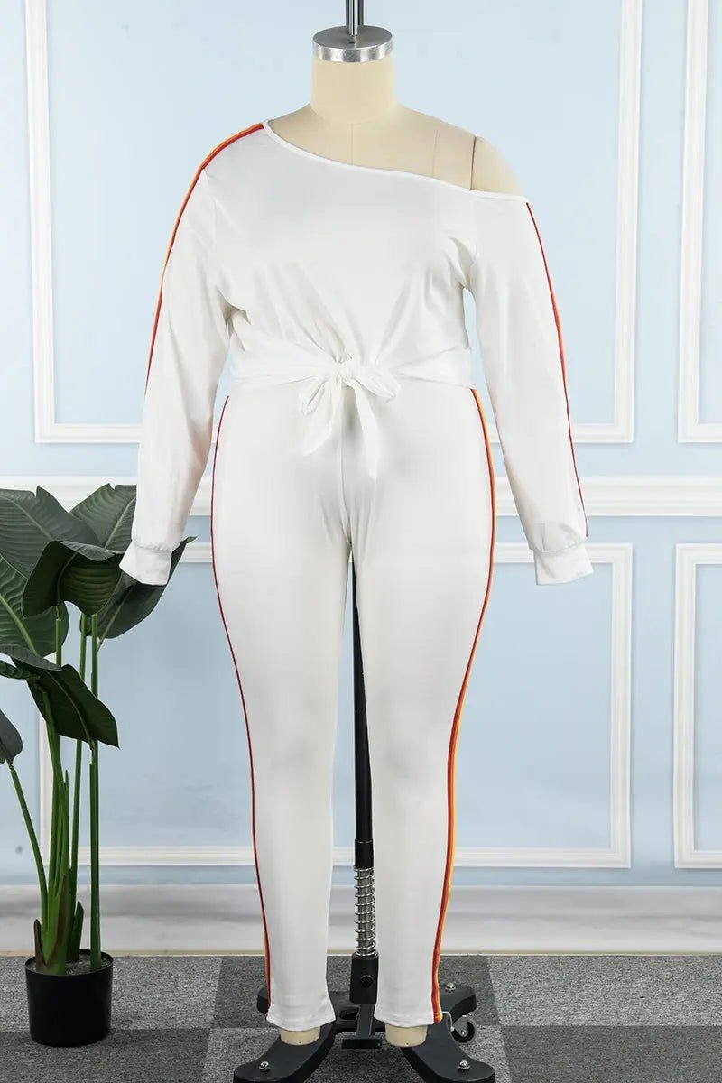 White Rainbow Stripe Pants Set - Missy's Diamond Boutique