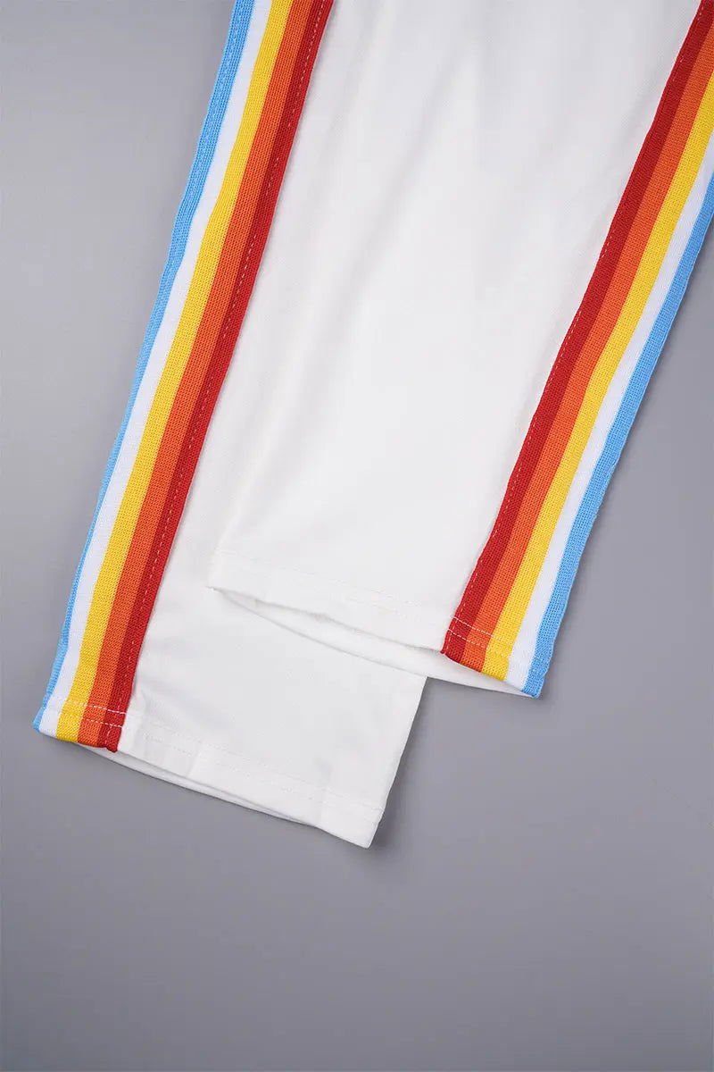 White Rainbow Stripe Pants Set - Missy's Diamond Boutique