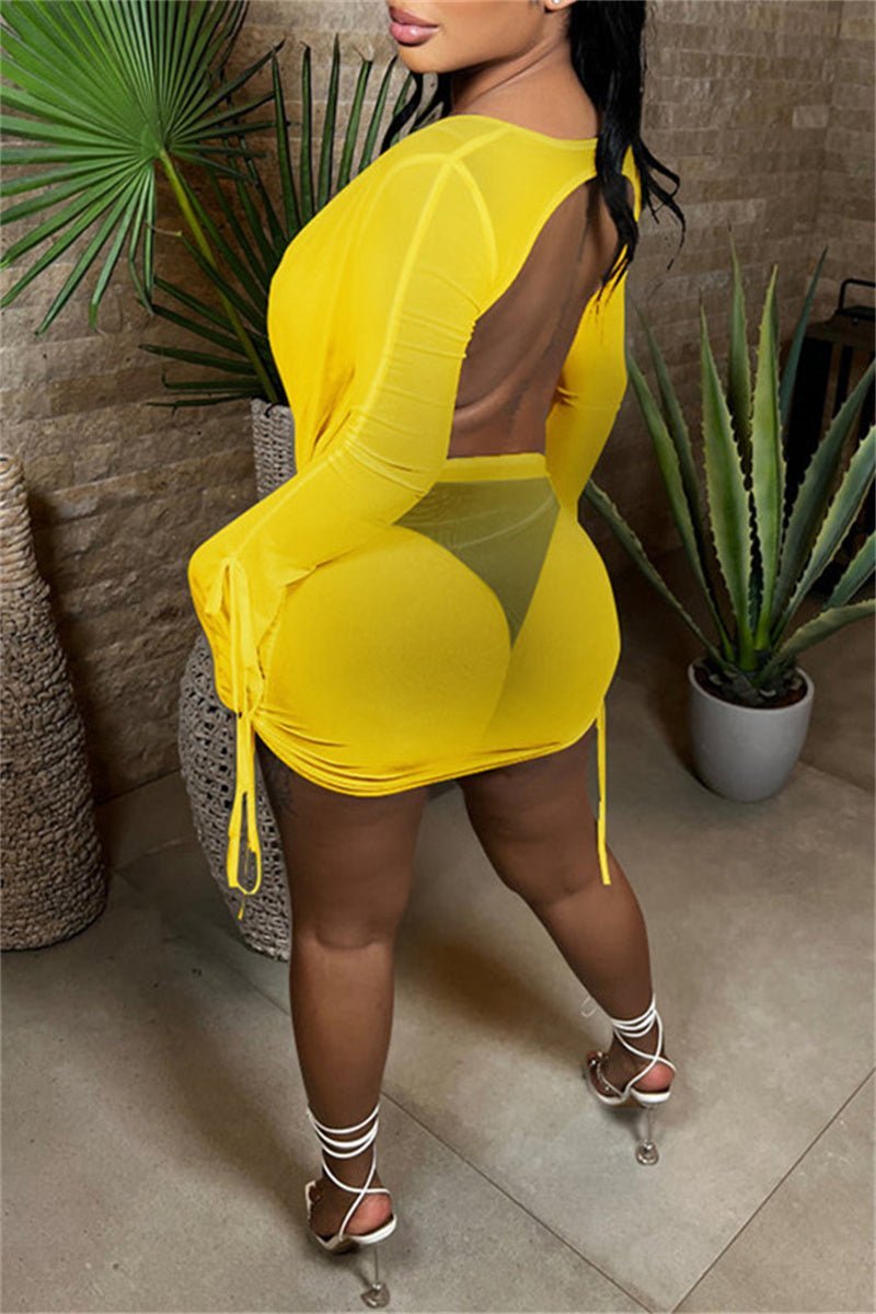 Yellow Backless 2pc Skirt Set - Missy's Diamond Boutique