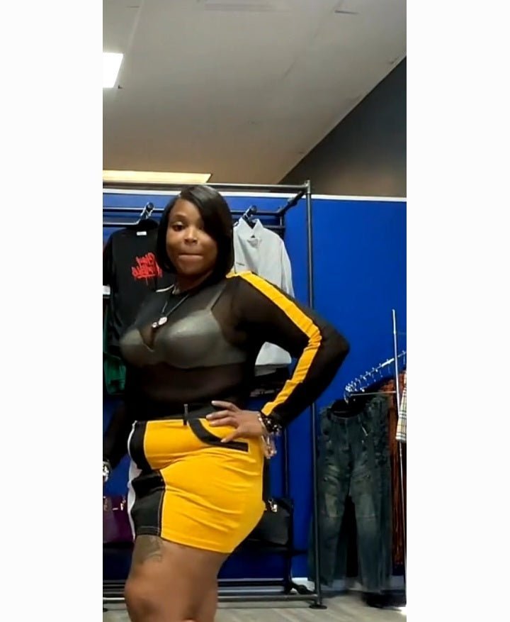 yellow/Black Sexy Club Dress - Missy's Diamond Boutique