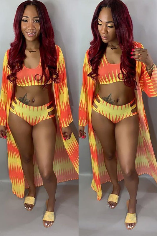 Yellow/Orange 3pc Bikini - Missy's Diamond Boutique