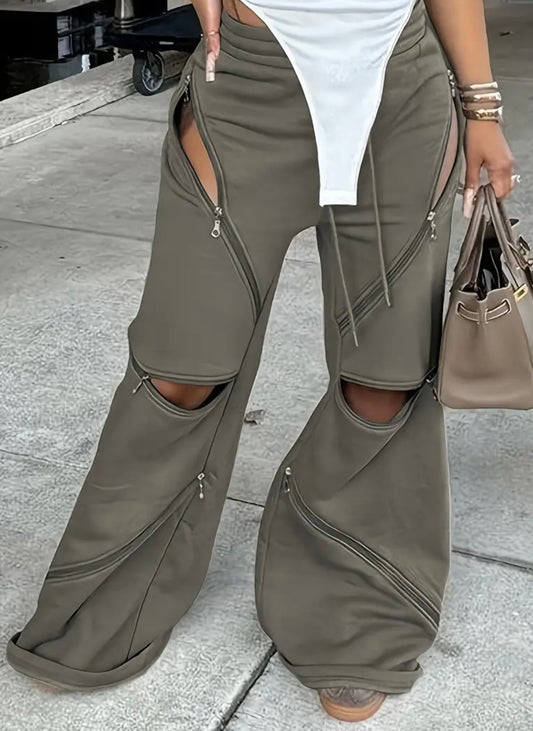 Zipper Design Joggers - Missy's Diamond Boutique